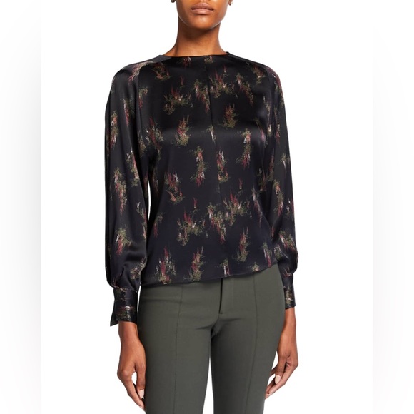 Vince wisteria floral print, 100% silk, long sleeve top - Picture 2 of 9